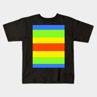 Blue, Yellow, Orange & Green Stripe Kids T-Shirt